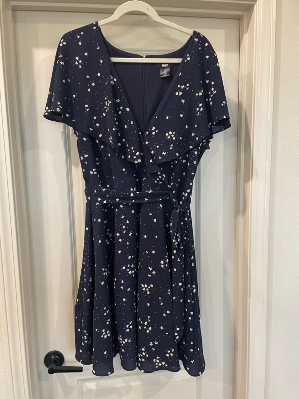 Dkny Navy Dress with White Floral Print